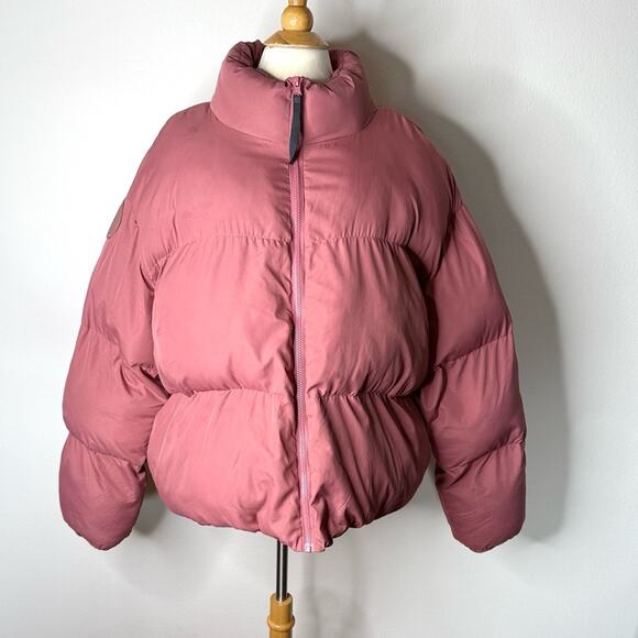 Fabletics Cherry Mocha Wander Cropped Puffer Jacket - Picture 2 of 10